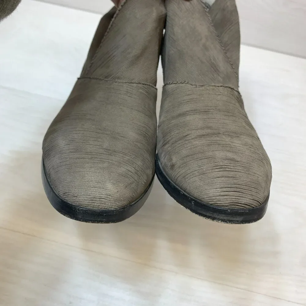 Eileen Fisher Murphy Ankle Boots Women's Size 10 Brown Suede Side Zip Block Heel - Picture 5 of 11